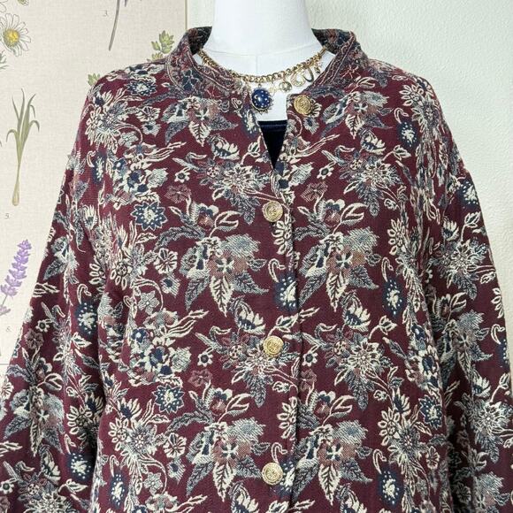 Vintage Beaded Paisley Floral Tapestry Jacket Whimsigoth Fairy Grunge Witchy 4X - Picture 3 of 9